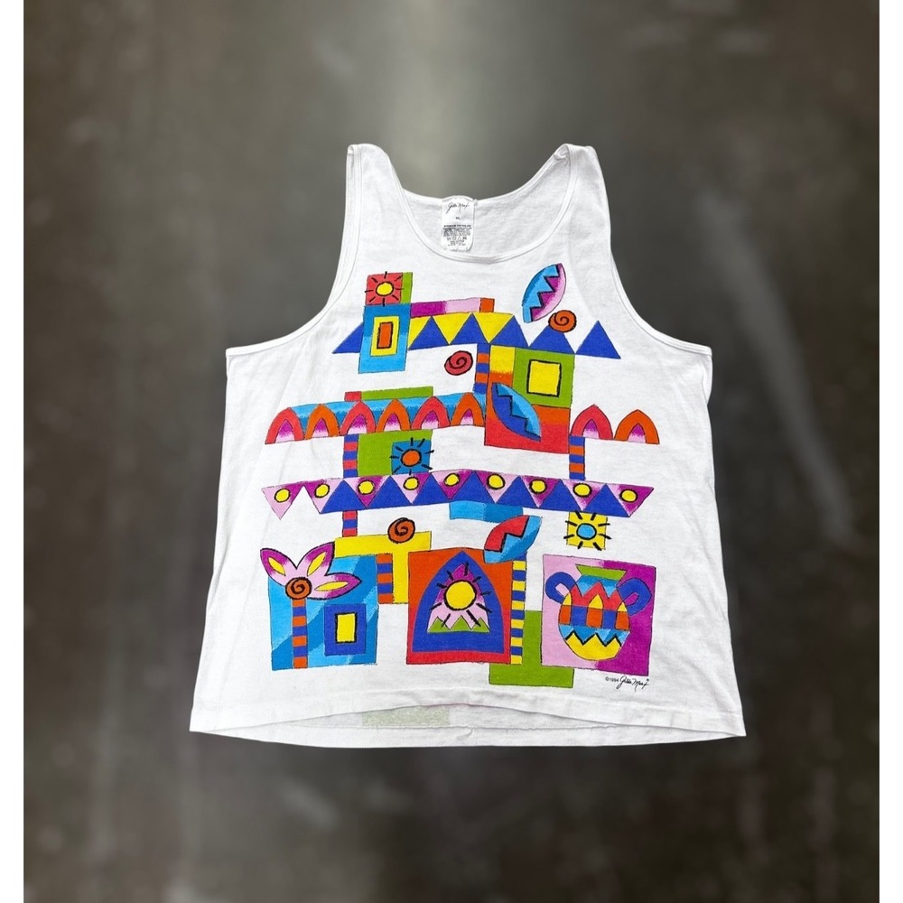 Vintage 1994 Gilda Marx Abstract Art Tank Top Womens M/L Made In USA Colorful